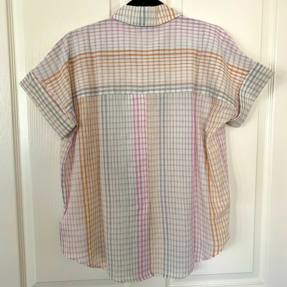 - Madewell Lakeline Popover Top Shirt Rainbow Plaid Blouse - Picture 5 of 6